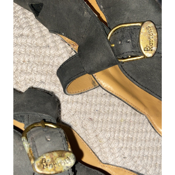 Vintage 90s Dr. Martens Mary Jane Nubuck Strap Shoes England Size 4 AW 004 - Picture 8 of 10